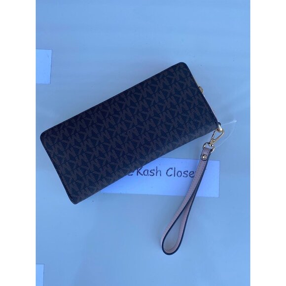 Michael Kors continental wristlet travel large wallet MK logo powder blush brown - Picture 6 of 8